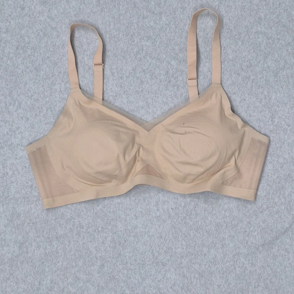 Honeylove Women Bra 1X Beige Crossover Wireless Strap Adjustable